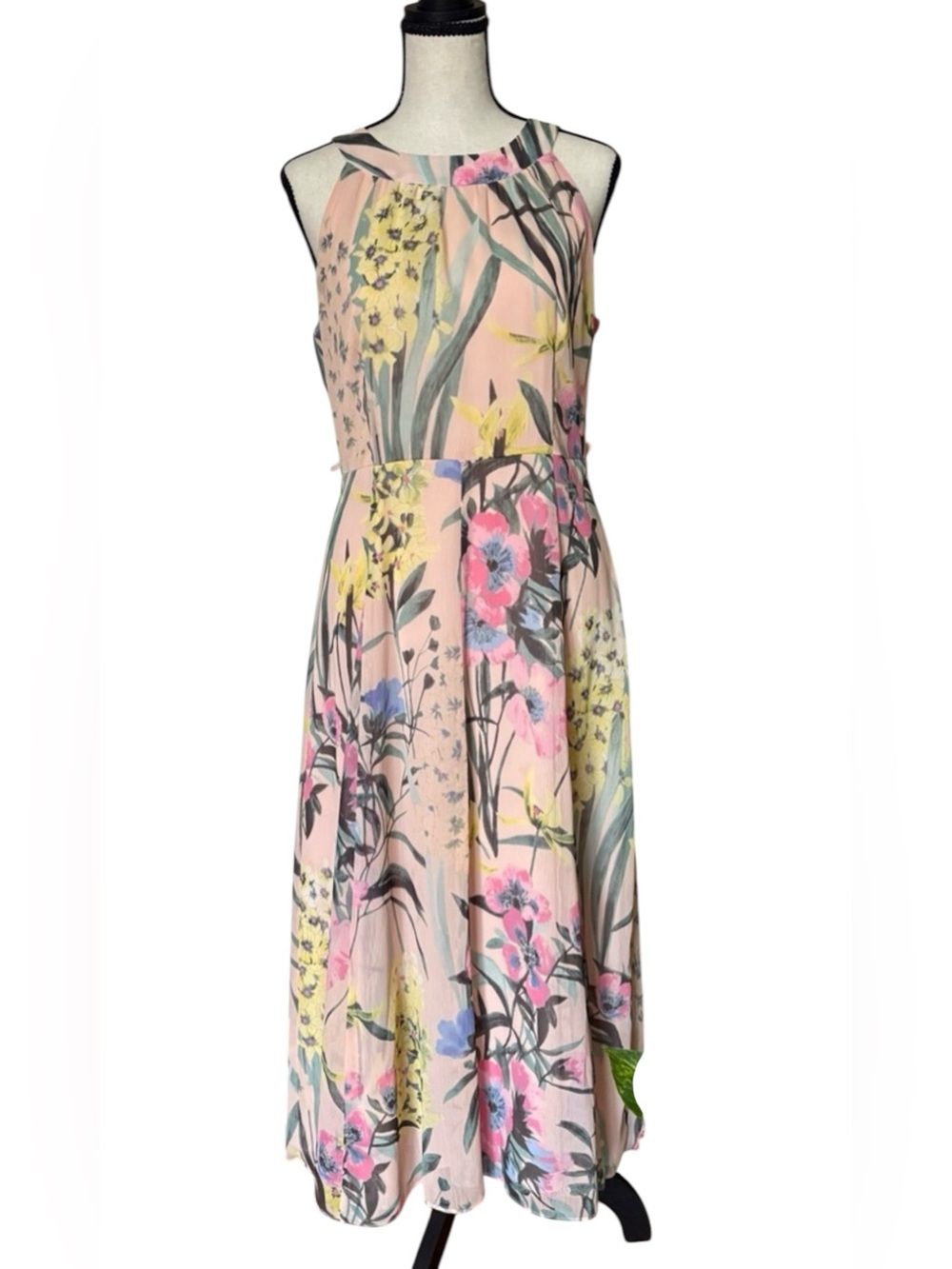 Size 4 Tommy Hilfiger Pink Floral Halter Maxi Dress